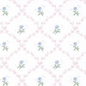 Shabby Cottage Floral Wallpaper, Flower Lattice Stencil, Charming Baby Girl Nursery, Cheerful Farmhouse Laundry - 12"x9" Sample PF27262so