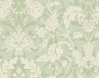 Wallpaper Traditional Aqua Gold /& Bronze Jacobean Floral on Cream Faux String