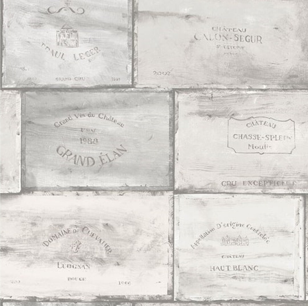 Wine Bottle Crate Wallpaper French Logo Rustic Country - Etsy