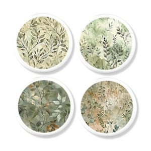 Botanical Cabinet Knobs • Neutral Leaf Drawer Pulls • Modern Nature Hardware • Cottage Greenery Decor • Set of 4 • 426A18 #2 .