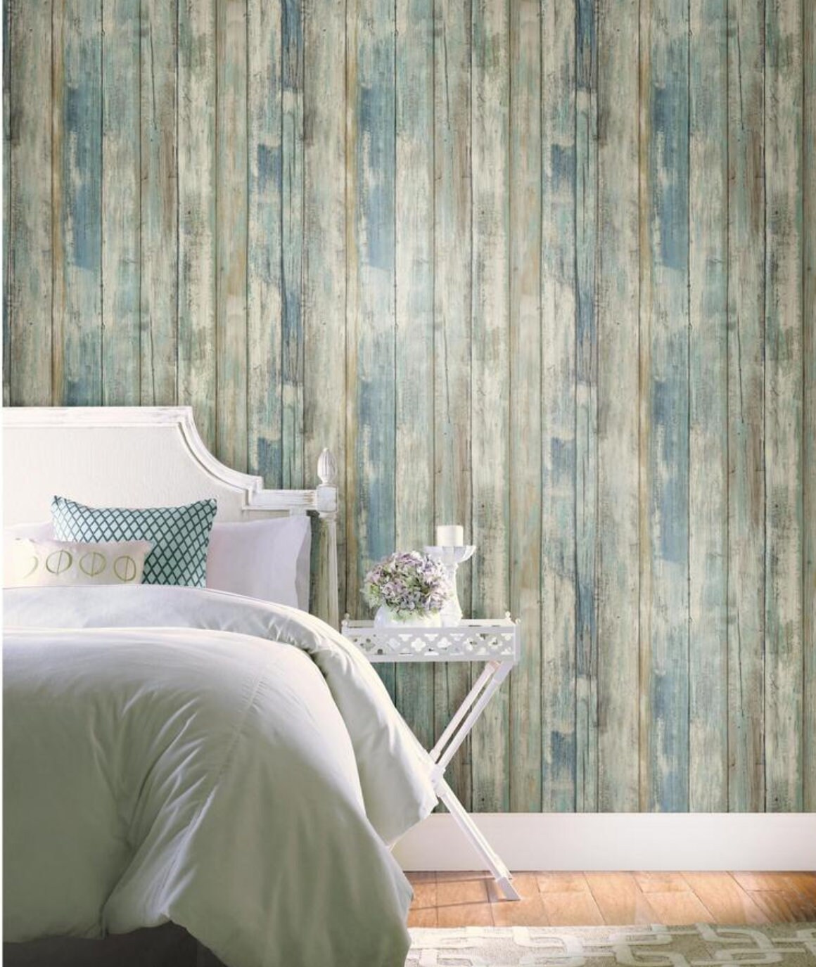 Weather Worn Blue Shiplap Wallpaper Removable Peel Stick Etsy Ireland