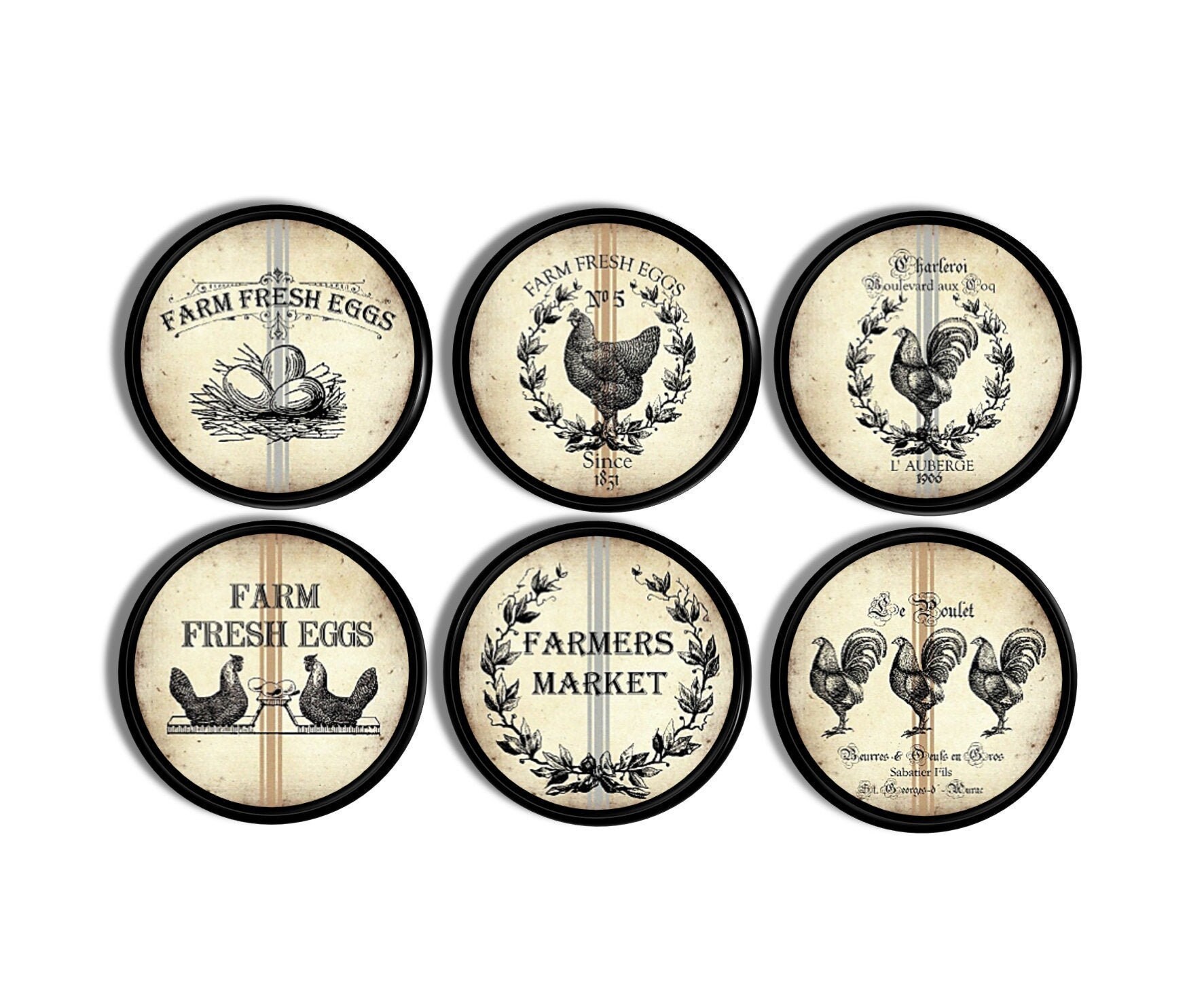 Rustic Rooster Knob Set of 6 Country Drawer Pull Etsy UK