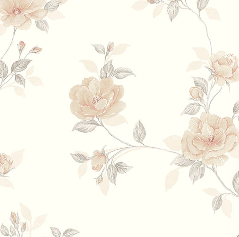 Delicate Trailing Rose Vine Wallpaper Beige Floral Light - Etsy