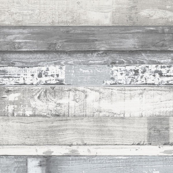 Dark Gray Whitewashed Wood Plank Wallpaper - Chippy Paint Distressed Shiplap, Rustic old Farmhouse Coastal Cottage - 12"x9" Sample FH37554so