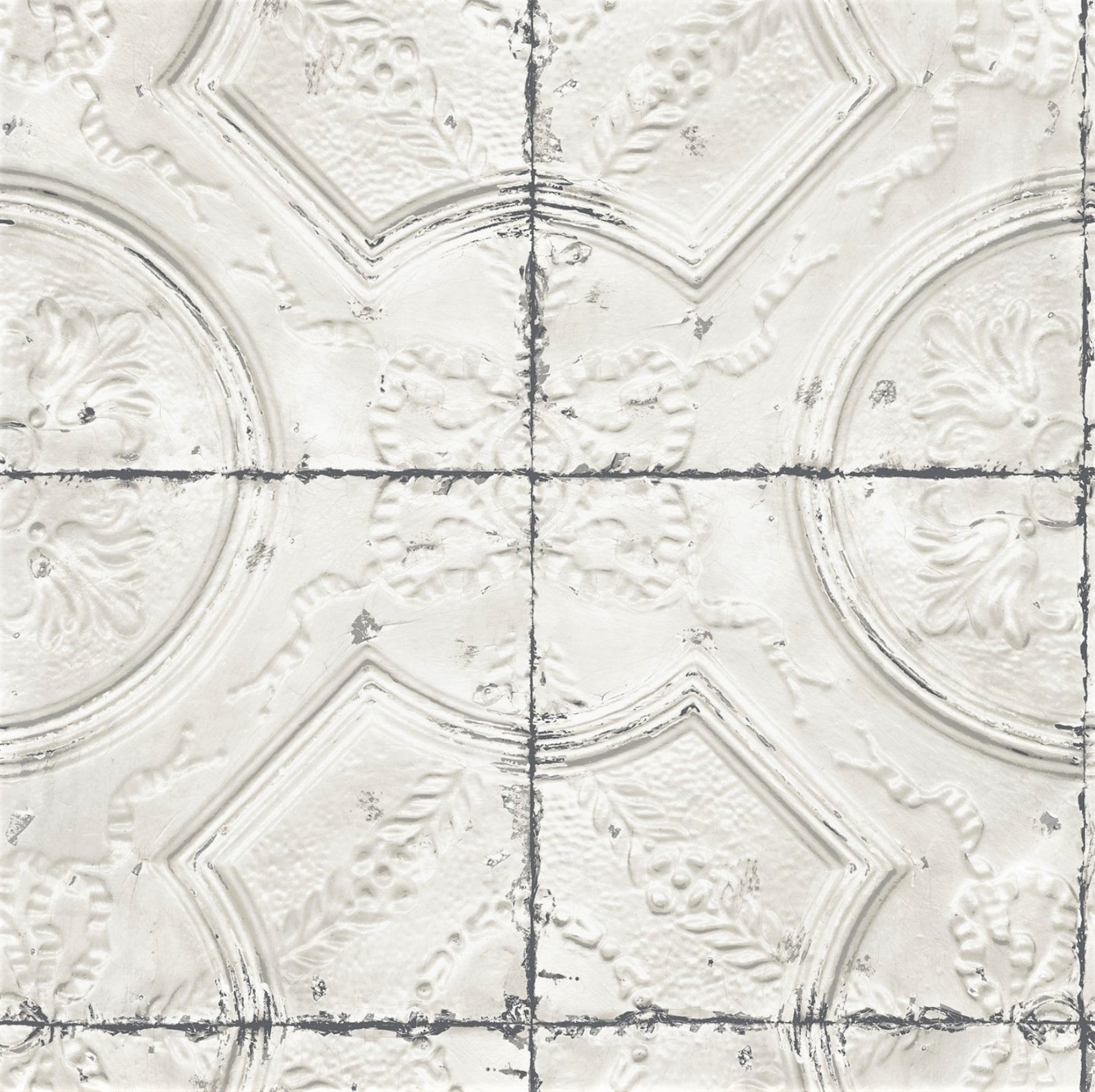 Antique Pressed Tin Tile Wallpaper Chippy White Painted Etsy