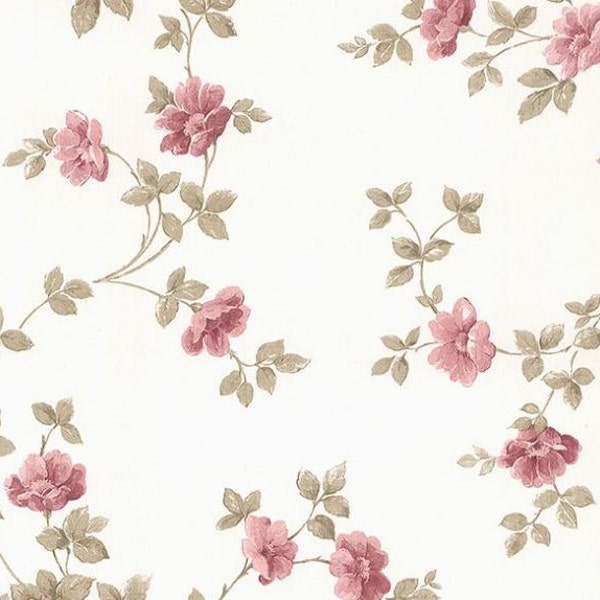 Pink Wedding Trail Floral Wallpaper - Small Shabby Chic Country Cottage Flower, Watercolor Botanical Girl Nursery – By The Yard CN24642so