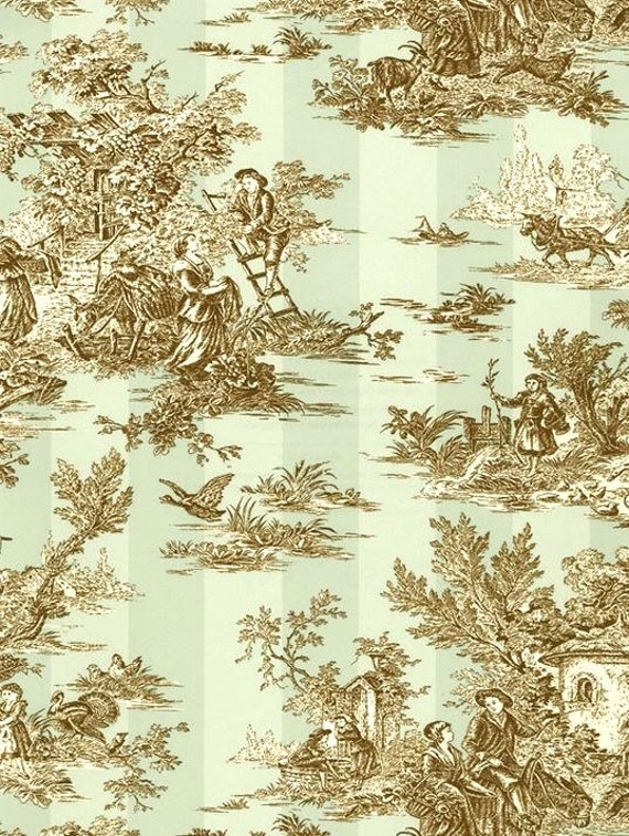 French Countryside Pastoral Toile De Jouy Wallpaper Vintage Etsy