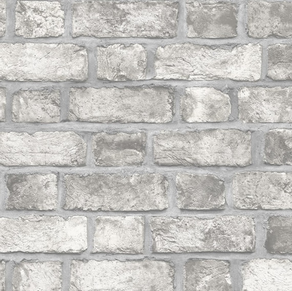 Rustic Gray Brick Wallpaper French Country Cottage Etsy