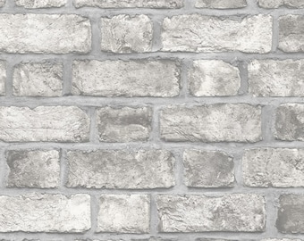 Dark Gray Tones Brick Designed Outlook Wallpaper Washable and Removable Textured Wallcoverings