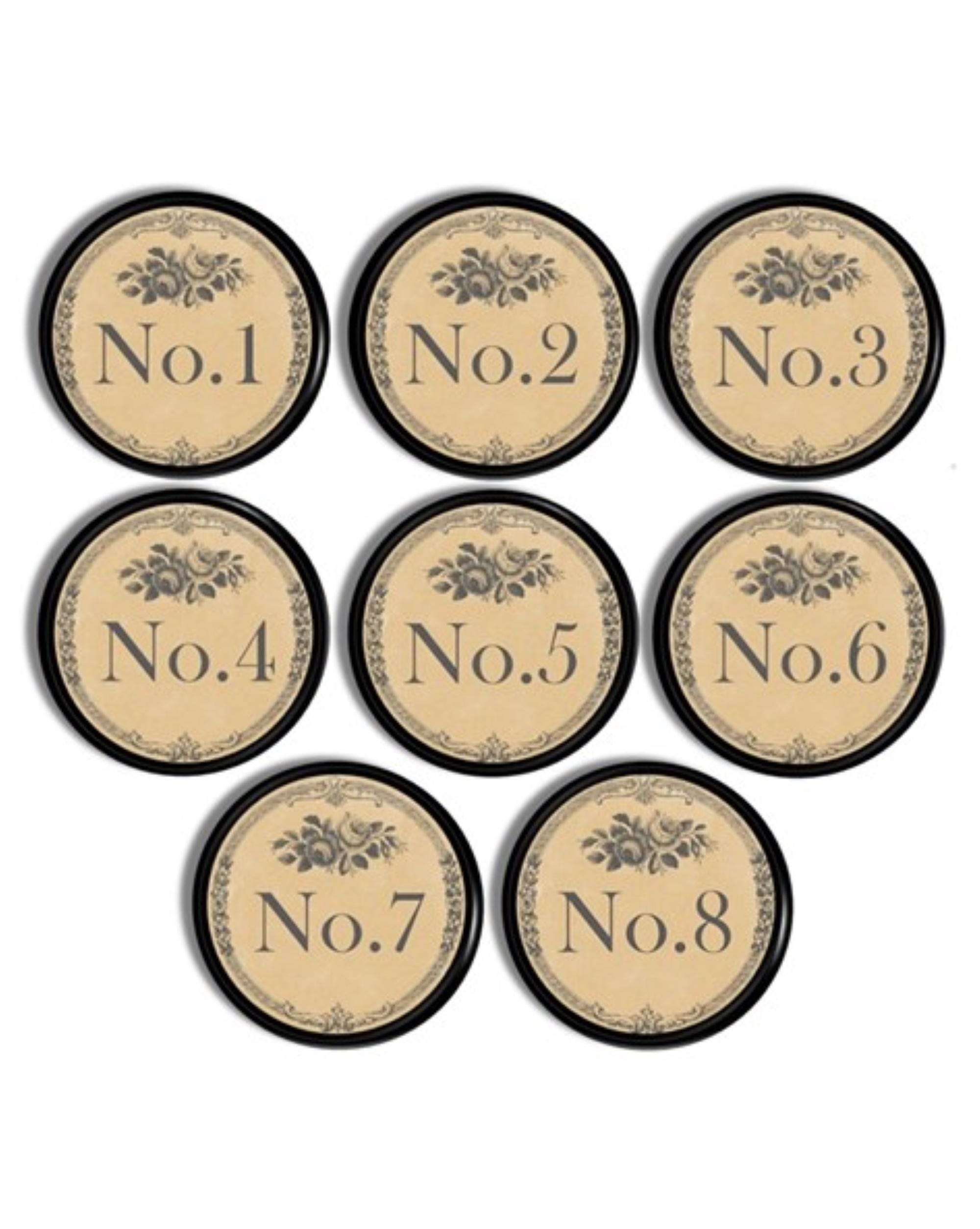 Numbered Cabinet Drawer Pulls, Antique French Quarters Door Plate Style, Vintage Industrial Furniture Door Knob Hardware 815J13.