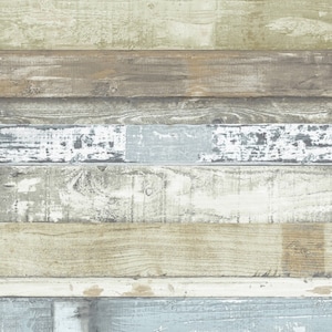 Weathered Shiplap Plank wallpaper – Rustic Distressed Barnwood Boards, Shabby Coastal Cottage Old Reclaimed Wood Wall -By The Yard FH37555so