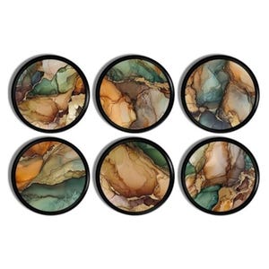 Earthy Mineral Print Boho Cabinet Knobs • Swirled Agate Fluid Art Drawer Pulls • Green Rust Layered Stone Pattern Hardware 226A1 .