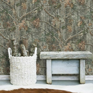Rustikale Wald Camo Tapete - Teenager Jungen Schlafzimmer, Herren Jagd Höhle, Abziehfolie, Abnehmbarer, Wald Baum Tarnmuster - 30,5 x 23,5 cm, Muster A-17