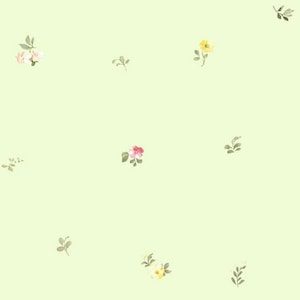 Petite Cottage Floral Light Green Wallpaper - Victorian Garden Flower, Shabby Country Bedroom, Vintage Farmhouse Laundry -By The Yard SM8573