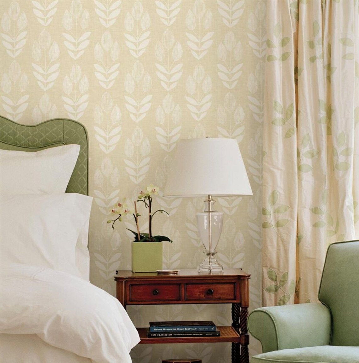 Primitive Folk Art Floral Wallpaper Neutral Tulip Garland - Etsy