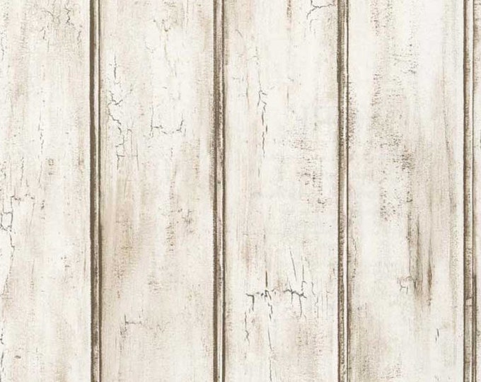 Weathered Wood Beadboard Wallpaper – White Distressed Barnwood, Old ...
