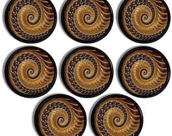 Warm Brown Abstract Spiral Cabinet Knobs, Swirl Illusion Furniture Door Handles, Earth Tone Drawer Pulls, Sets of 4, 6 or 8 115A19 R2.
