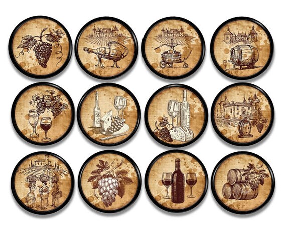 Rustic Old World Vineyard Cabinet Knob Wine Decor Drawer Image 0