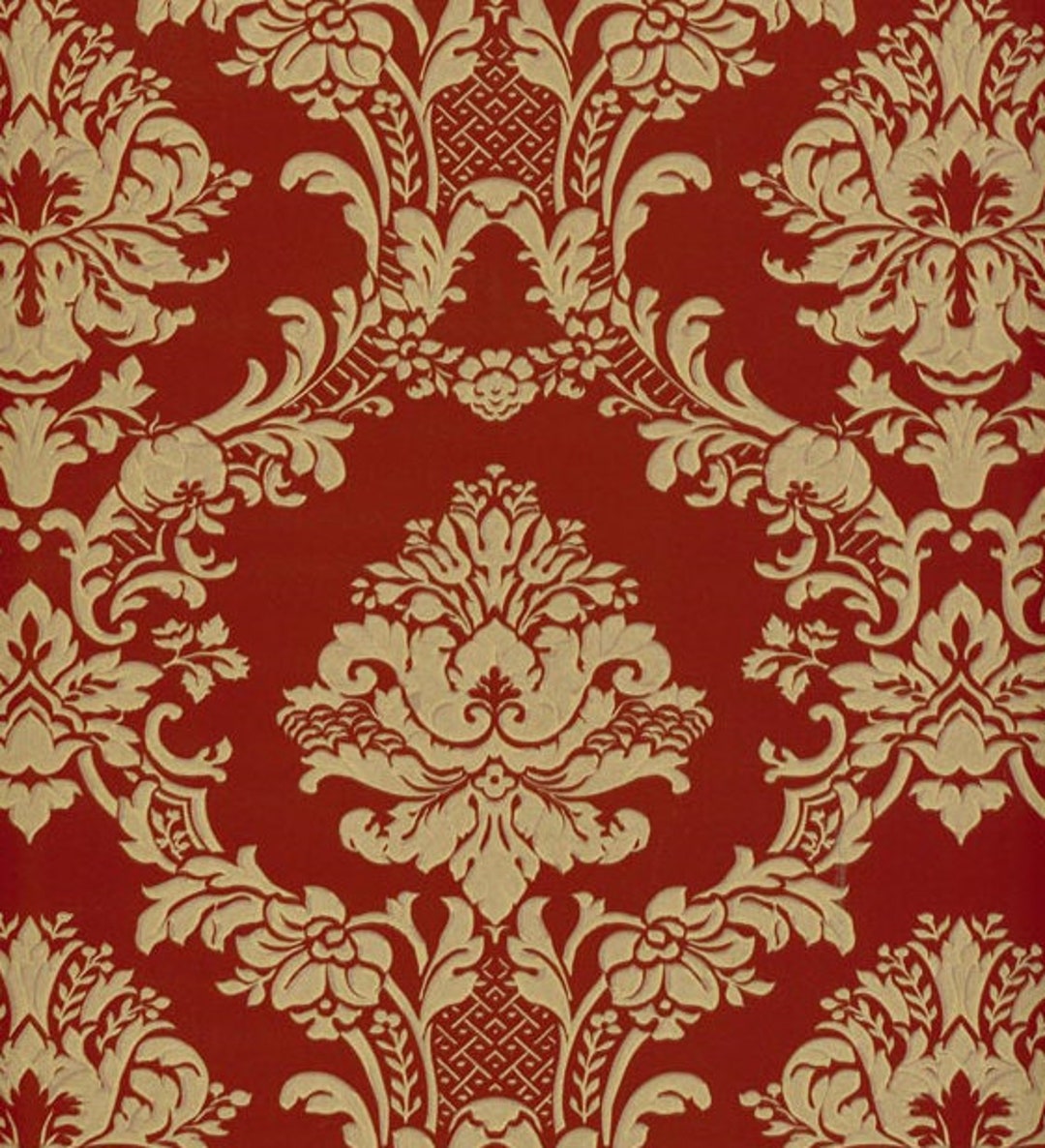 Traditional Gold Damask on Bright Red Wallpaper Bold Vintage - Etsy Traditional Gold Damask on Bright Red Wallpaper Bold Vintage - Etsy