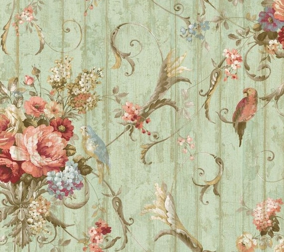 English Cottage Garden Wallpaper Vintage French Country Etsy