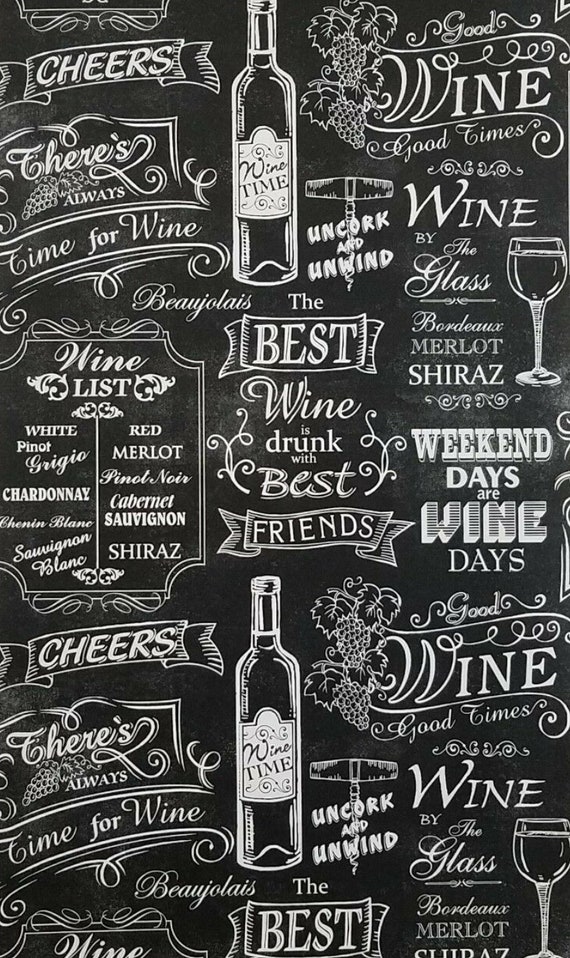 Wine Lovers Chalkboard Look Wallpaper, Wet Bar Cabinet, Paris Café  Bathroom, DIY Kitchen Backsplash, Fun Pantry Mural by the Yard Ck36631so 