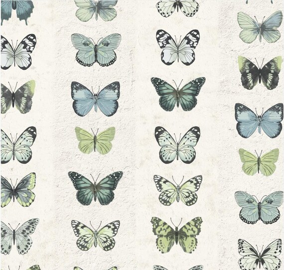 Blue Grey Butterfly Print Wallpaper Whimsical Bohemian - Etsy Blue Grey Butterfly Print Wallpaper Whimsical Bohemian - Etsy