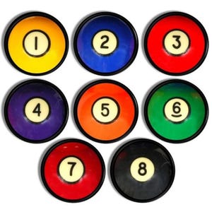 Billiard Ball Cabinet Knobs – Vintage Pool Ball Drawer Pulls for Game Room, Sports Bar, or Mancave Decor (Set of 6, 7, or 8) 915B1 .