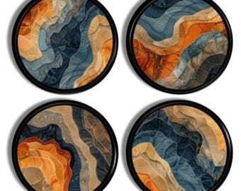 Abstract Colorful Cabinet Knobs, Landscape Inspired Artsy Wave Art, Modern Furniture Drawer Pulls, Unique Quirky Handles 624A3 #2 .