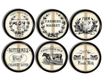 Dairy Cow Farmhouse Knobs • Vintage French Country Cabinet Handles • Rustic Farm Furniture Drawer Pulls • Antique Cottage Hardware 317G25 #1