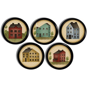 Saltbox House Cabinet Door Knob, Decorative Primitive Furniture Drawer Pulls, Rustic Country Hardware, Prim Americana Folk Art 417i33 R2 .