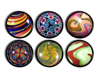 Colorful Marble Cabinet Knobs • Retro Swirl Drawer Pulls • Vibrant Eclectic Art Hardware • Kids Room Handles • Set of 4 or 6 • 815Z13 #1