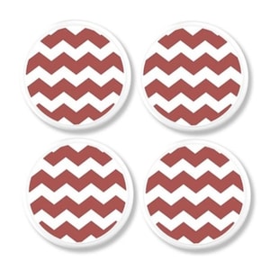 Muted Red Chevron Knobs • Modern Farmhouse Drawer Pulls • Contemporary Geometric Hardware • Warm Boho Pattern Decor • Set of 6 • 317E56 .
