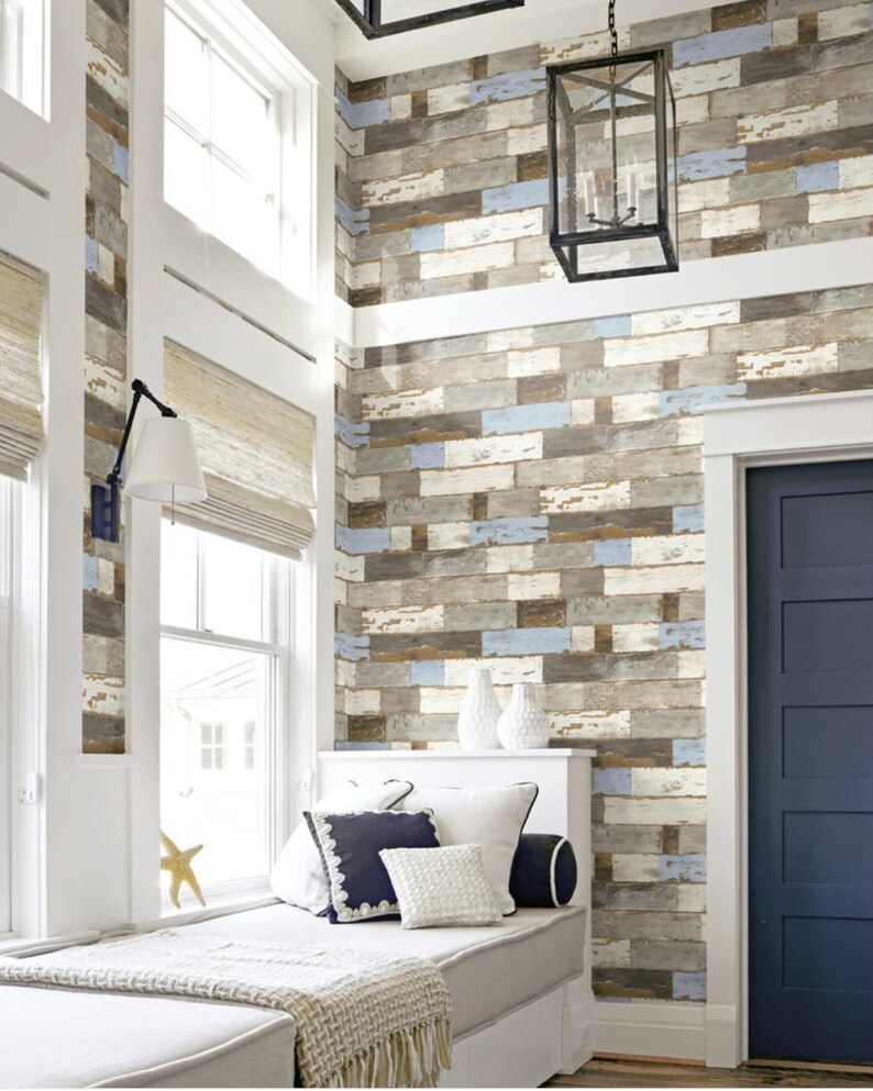 Reclaimed Driftwood Shiplap Wallpaper Distressed Chippy Etsy