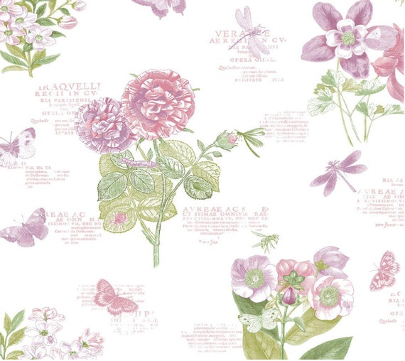 Country Garden Botanical Wallpaper Romantic Parisian Word - Etsy