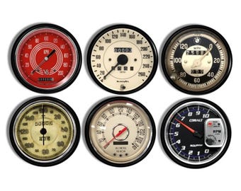 Vintage Speedometer Inspired Cabinet Knobs, Antique Car Parts Themed Drawer Pull, Automotive Man Cave, Garage Decor Handle 119A1 #4 R2 .