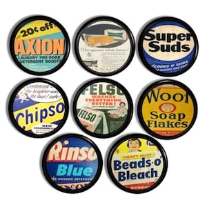 Set of 8 Vintage Detergent Knobs – Retro Laundry Room Drawer Pulls, Pop Art Cabinet Handles, Handmade Decorative Hardware 119C1 #4 .