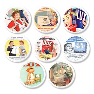 1950s Laundry Room Cabinet Drawer Pulls, Soap Detergent Advertisement, Decorative Utility Cupboard Door Knob, Vintage Ad Art 119C1 #1 R2.