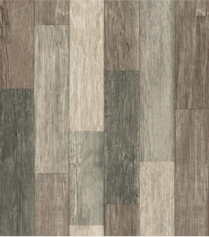 Weathered Barnwood Plank Wallpaper, Peel Stick Butcher Block Backsplash