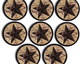 Classic Primitive Barn Star Knob, Vintage Farm Drawer Pull Set, Old Country Cottage Furniture Handle, Antique Cabinet Door Hardware 417L37.