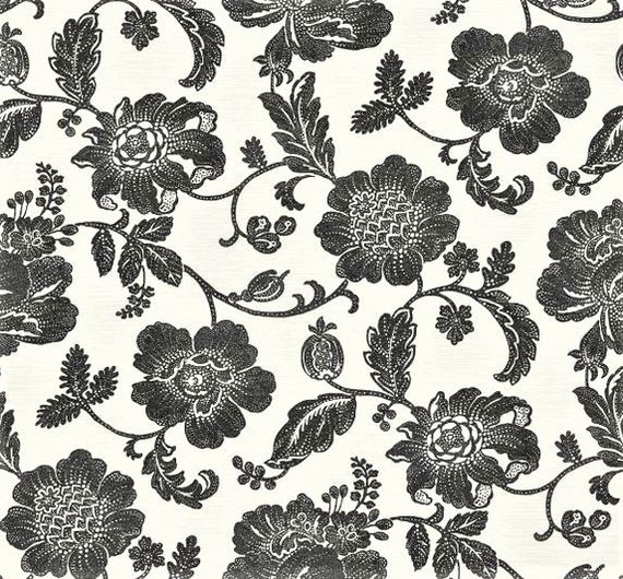 Modern Black White Floral Wallpaper Jacobean Flower Toile Etsy Modern Black White Floral Wallpaper Jacobean Flower Toile Etsy