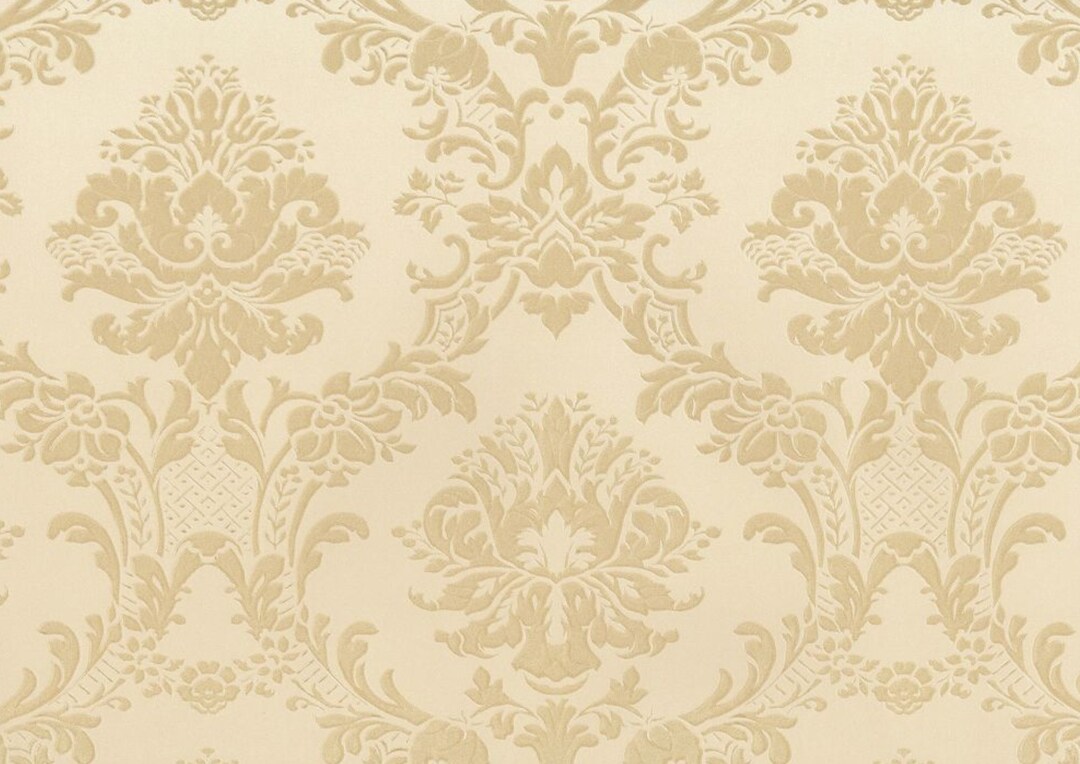 Traditional Damask Wallpaper Ornate Trellis Formal Dining Room, Vintage