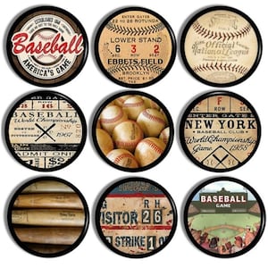 Vintage Baseball Cabinet Knobs, Game Ticket Stub Memorabilia, Mancave Sports Drawer Pulls, Brooklyn Dodgers Fan, Old Ebbets Field 417A13 #2