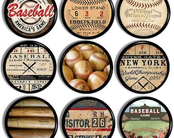 Vintage Baseball Cabinet Knobs , Game Ticket Stub Memorabilia, Mancave Sports Drawer Pulls, Brooklyn Dodgers Fan, Old Ebbets Field 417A13 #2