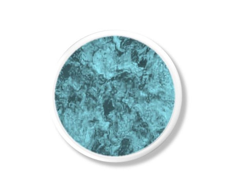 Aqua Teal Marble Print Decorative Drawer Pull Eclectic Etsy