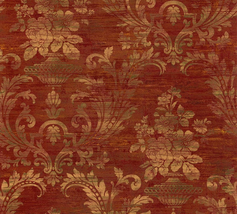 Regal Red Distressed Wallpaper Vintage Gold Victorian ...