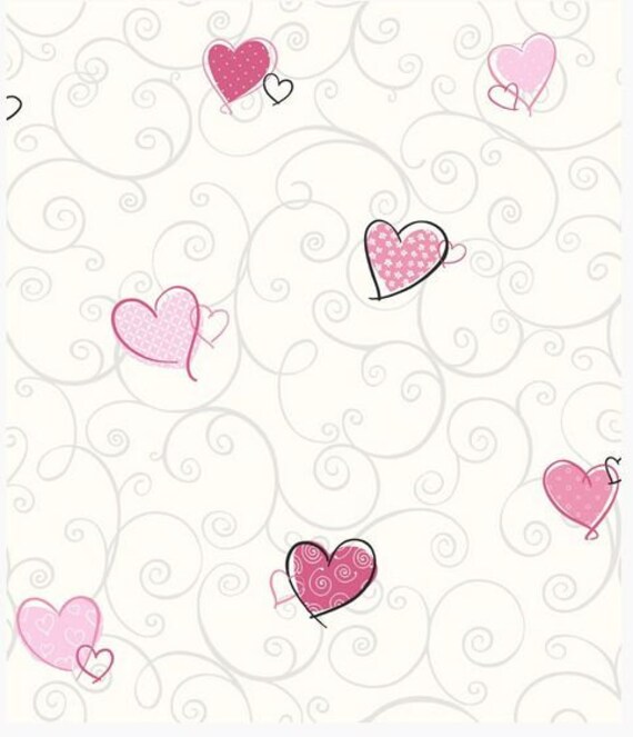 Whimsical Polka Dot Heart Wallpaper Girl Nursery Room Decor Etsy