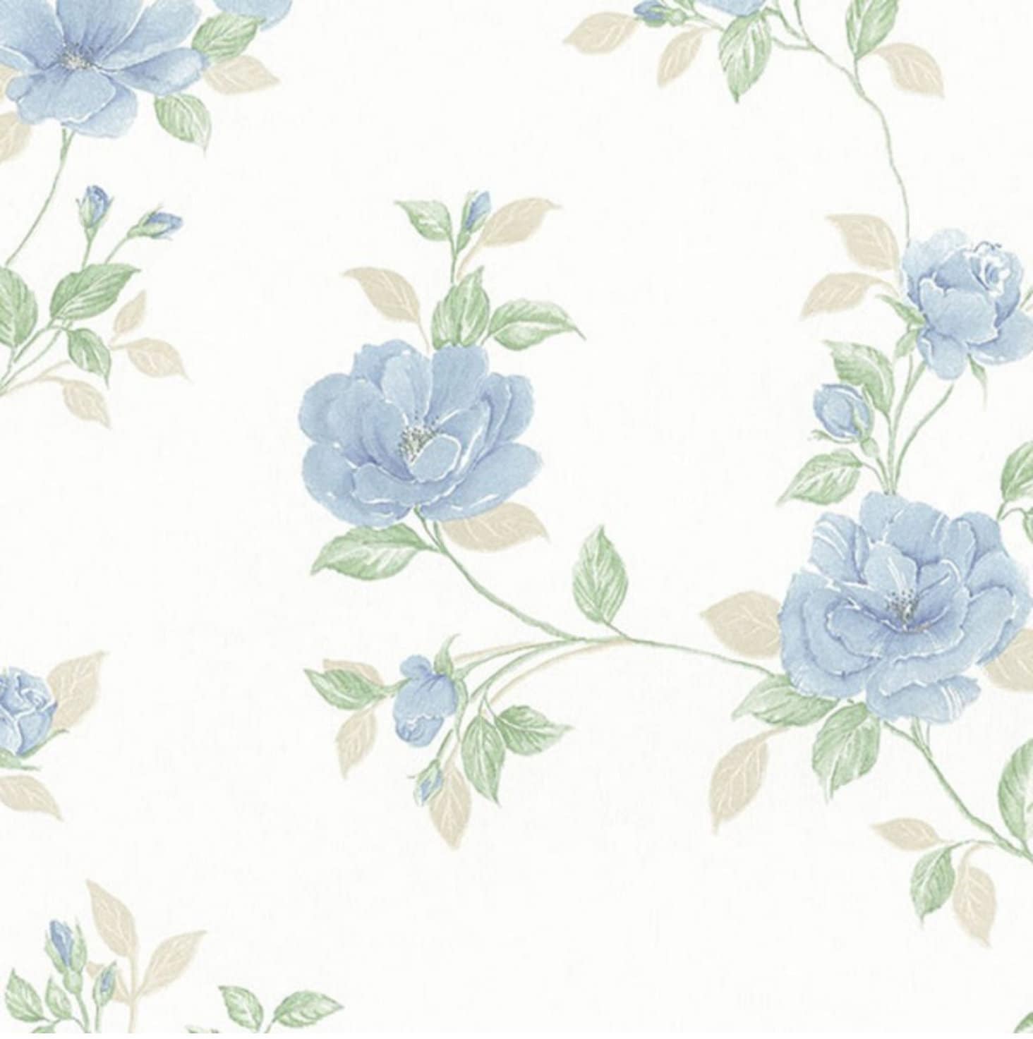 Vintage Blue Floral Wallpaper