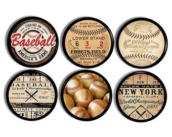 Baseball Cabinet Drawer Pulls, Vintage Ebbets Field Memorabilia Door Handle, Decorative Knob Hardware for Mens Home Office 417A13
