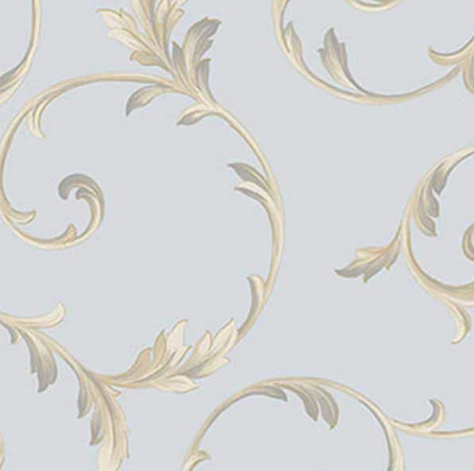 Classic Acanthus Leaf Scroll on Light Blue Wallpaper - Etsy