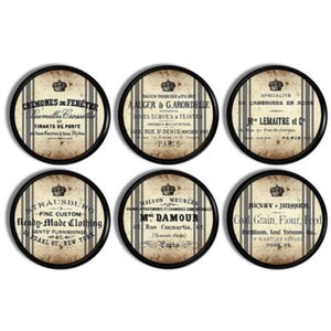 Antiqued French Cabinet Door Knob, Distressed Grainsack Stripe, Vintage Boutique Shop Ad, Farmhouse Laundry Drawer Pull Hardware 317i25